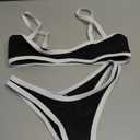 SHENHE Women's Sexy Scoop Neck Bikini Set Color Block High Cut Cheeky 2 Piece Swimsuits, Small