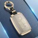 YUBOMT Key Fob Cover for Range Rover 5 Buttons Aluminum Alloy Car Key Case with Key Ring for L-and Rover Discovery Sport Defender Evoque Velar Jaguar XF XE XJ XJL F-pace F-Type, Gold