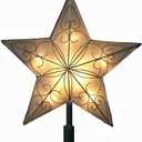 Kurt Adler 10 Light Indoor UL Star Treetop - Fits Perfectly On Christmas Tree Silver Trimming Pattern, 8.5in