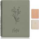 Aesthetic Spiral Notebook Journal For Women - Cute Dark Green 10.5 x 8.5 College Ruled To Do List Notepad With Large Pockets - Perfect to Stay Organized and Boost Productivity at Work or School