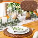Round Rattan Placemats Set of 6 Boho 15 Inch Plastic Wicker Woven Table Mats Rattan Charger Plates Washable Non Slip Place Mats for Dinner Table Setting Rustic Brown Wedding Party Decoation