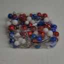 Juexica 4. 8 ft 4th of July Ball Garland Red White and Blue Ball Ornaments Glitter Patriotic Hanging Wreath Garland for Independence Day Home Mantel Stairs Decorations