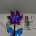 Solar Purple Metal Flower Wind Spinners, Colorful Spinning Windmill Lotus Yard Art Lights Wind Pinwheels with LED Crystal Ball Decorative Stake Lighting Flower Sculpture
