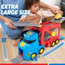 Vroomix JOVA Extra Large Toy Trucks for Toddlers, 3-Layer City Trucks for Kids, 7-in-1 Big Transport Carrier Truck with Siren & Lights and 6 Toy Cars, Birthday Gifts for Boys