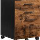 HOOBRO 3-Drawer File Cabinet, Wooden Under Desk Filing Cabinet, fits A4/Letter Size for Home Office, Small Rolling Storage Drawer Chest, Printer Stand with Drawers, Rustic Brown and Black BF02WJ01G1