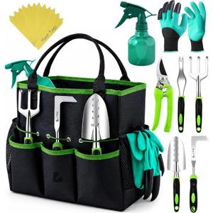Heavy Duty Gardening Tools - Gardening Gifts for Women, Men, Mom, Dad - Durable, Ergonomic Garden Tools Set (Green)