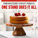 Mela Artisans Wooden Cake Stand 12 Inch | Medium Polish Mango Wood Pedestal Riser | Footed Cupcake & Dessert Stand | Multipurpose Cake Display for Home Decor | Dining Table | Pastries
