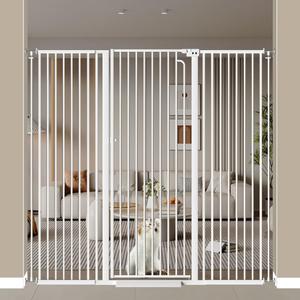 57" Extra Tall Cat Pet Gate for Doorway, 57.4"-62.2" Wide Pet Gate for Cats Walk Through, Auto Close Tall Baby Gates with Door, Child Safety Gate Indoor Stairs, Cat Proof Gate for Dog, White