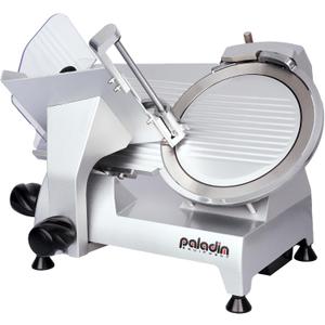 10" Commercial Manual Meat Slicer,180w, 1/3 HP, Italian Carbon Steel Blade, Electric Lunch Food Slicer, ham cutter with Adjustable Slicing Thickness for Semi-frozen Meat, Cheese (Silver)