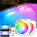 Submersible Pool Lights with Remote, High Brightness Swimming Led Pool Lights for Above Ground Pools Waterproof, 9 Modes Underwater Magnetic Pool Light for Inground Pool-2pc