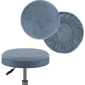 Turquoize 2 Pack Bar Stool Covers Round Stool Covers with Elastic Bands Bar Stool Seat Covers Slipcover Washable Stool Cushion Covers Feature Stretch Thick Fabric, Dia 14"-16", Large, Stone Blue