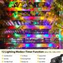 12 x 5FT 360 LED Christmas Net Lights Outdoor for bushes, Waterproof IP65 12 Modes Connectable Extendable Bush Net Christmas Lights Outdoor Mesh Light for Bushes, Tree, Yard, Garden, Multicolor