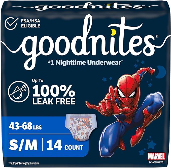 Goodnites Boys' Nighttime Bedwetting Underwear, Size S/M (4368 lbs), 14 Ct