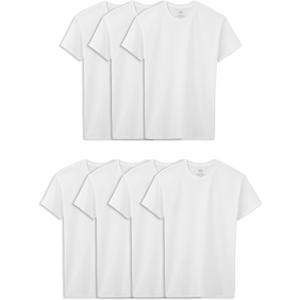 Fruit of the Loom Big Cotton T Shirt, Boys-7 Pack-White, Medium