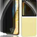 Privacy Screen Protector for Samsung Galaxy Z Flip 6, 2X Inner Soft Black TPU Flexible Film, 2X Tempered Glass Anti Spy Front Screen Saver, Case Friendly, Bubble Free, HD for Samsung Galaxy Z Flip 6