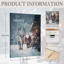 PHAMTE Merry Christmas Santa Reindeer Wall Art Decor Canvas 11x14, Winter Snowy Xmas Pictures Decorations, Cozy Rustic Farmhouse Holiday Framed Prints Artwork for Home Living Room Bedroom Decor