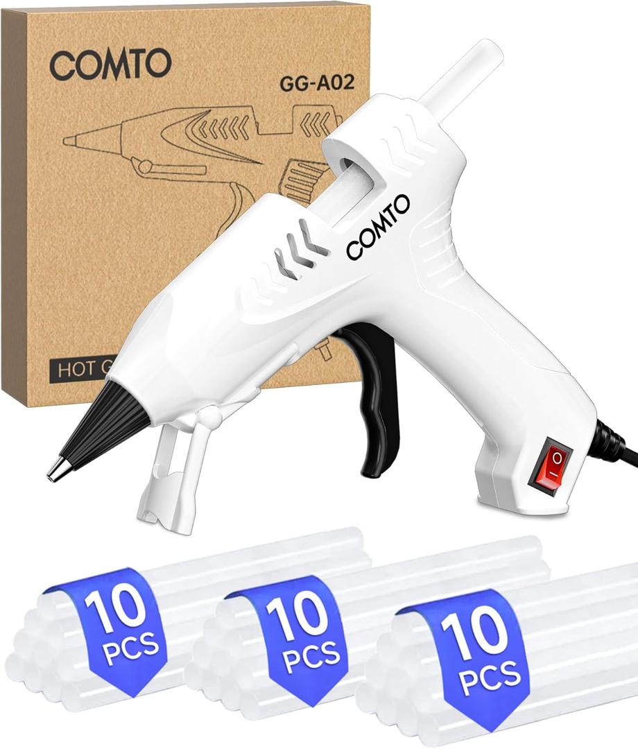 Hot Glue Gun Kit with 30 Sticks, 20W Fast Preheating Mini Hot Glue Gun and Sticks Set for School Crafts DIY Arts and Quick Home Repairs, White (30 Sticks (4"/10cm Each))