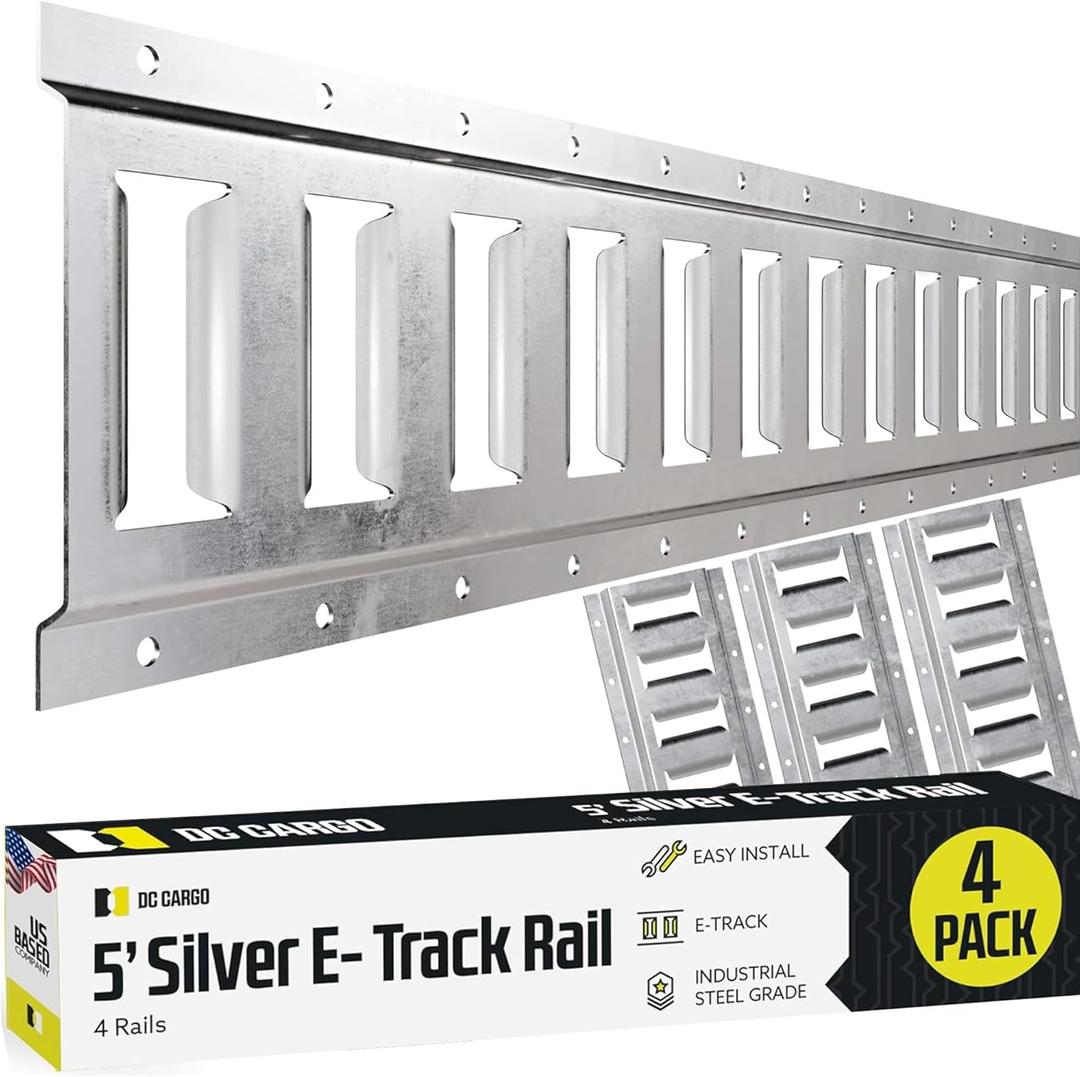 DC Cargo Mall E Track Tie Down Rail Kit 5' (4 Pack) for Garages, Vans, Trailers, Motorcycle Tie Downs, ATV Mountings-ETrack Bar RailsGalvanized Steel-Secure Cargo & Heavy Loads Up to 2,000lbs