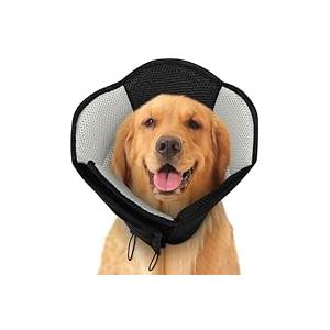 AOFITEE Dog Cone - Soft Cone for Dogs After Surgery, Comfy Cones for Large Dogs to Stop Licking, Adjustable Soft Dog Cone Collar, Elizabethan Pet E-Collar for Wound Healing, Pink Large (Black, XL)