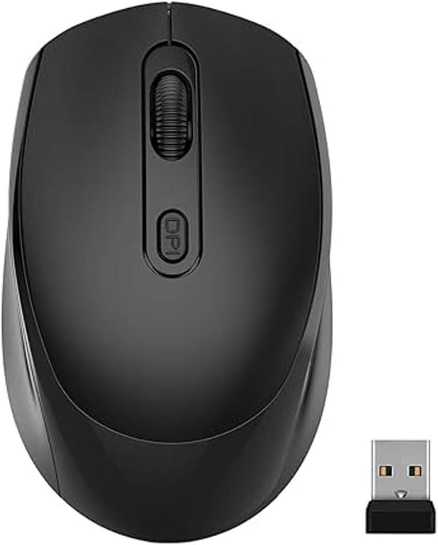 Guiheng Wireless Bluetooth Mouse,Dual Mode Rechargeable Silent Slim Laptop Mouse,Portable(BT5.2+USB Receiver) Computer Mice,for Laptop,Desktop Computer,ipad Tablet,Phone,Mac (Black)