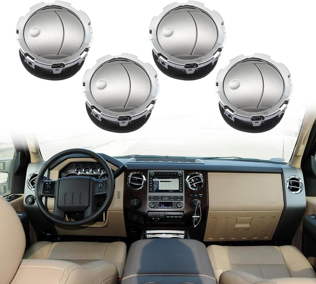 4 PCS Dashboard Air Conditioning AC Heater Vent Interior Set Silver Fit for 2011-2016 Ford F250 F350 F450 F550 Super Duty Interior Accessories Replace DC3Z-19893-BA DC3Z19893BA