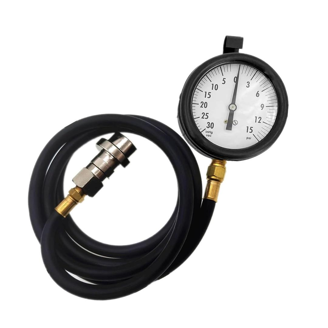 Diesel Fuel Pressure Tester Gauge Assembly TU-32-6 6.6L,Fits for GM Duramax Diesel Fuel System Test Kit, with Quick Coupler (30 inHg - 15 PSI, 6FT)
