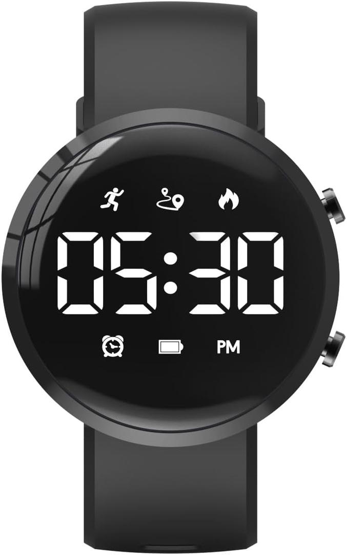 Kids Fitness Tracker Watch, Digital Steps Counter, Boys Girls Waterproof Wristwatch with Step Counting/Distance/Calories/Stopwatch/Alarm Clock, Great Xmas Gift for Children (Black)