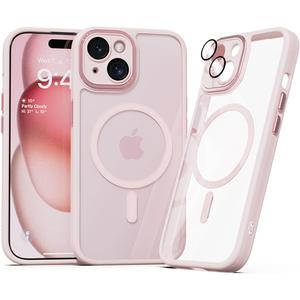 miak for iPhone 15 Plus Case, Strong Magnetic Compatible with MagSafe, Camera Lens Full Cover Case, Pink