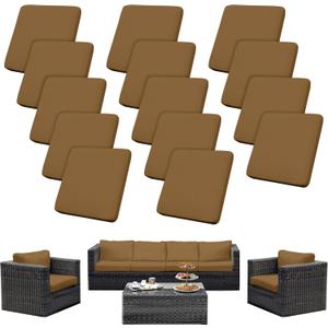 Outdoor Cushion Covers Set,14PCS Patio Furniture Couch Seat Slipcovers, Replacement for Sofa Sectional Chair(CoverOnly) (Camel)