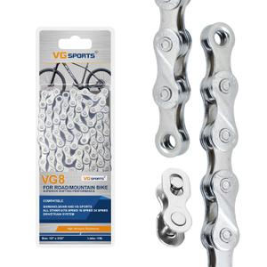 VG SPORTS 6/7/8/9/10/11 Speed Bike Chain,Half/Full Hollow Lightweight Bicycle Chain for Road Bike MTB,Silver/Gold/Titanium/Rainbow,116 Links