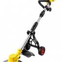 2026 New 30000 RPM Brushless Cordless Weed Wacker with Wheels, 12-Inch Battery Powered Electric Weed Eater, 4-in-1 Grass Trimmer, Brush Cutter, Stringless Weed Trimmer & Lawn Edger (1, Yellow)