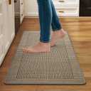 QiCaiJia Kitchen Mats for Floor, 17''x30'' Washable Non Slip Absorbent Kitchen Mat, Braided Kitchen Runner Rug, Kitchen Sink Rug, Brown