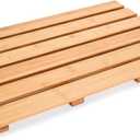 Tranquil Beauty Bamboo Bath Mat for Luxury Shower - 1x21x14-Inch Sturdy Natural Bamboo Bathroom Mat with Non-Slip Rubber- Waterproof Shower Mat - Bathroom Decor Essentials for Indoor or Outdoor Use