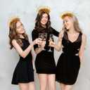 AIUPUOC 2026 Happy New Year Headband Glitter Silver Happy New Year Eve Hair Accessories for Women Adult (Gold)