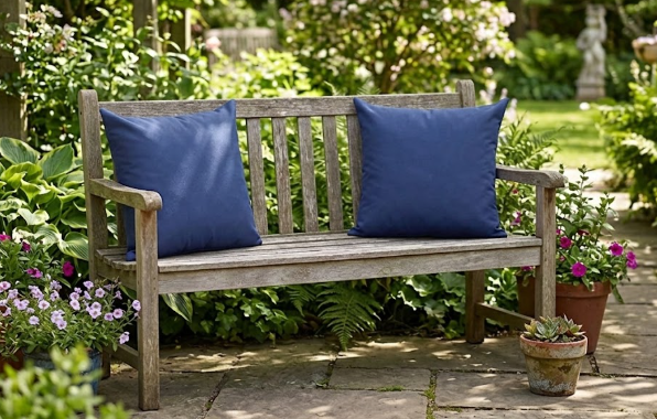 Outdoor Pillow Set, 24x24 Inch Water-Resistant & Fade-Resistant Outdoor Chair Pillows with Removable Cover for Patio Chair, Sofa,Navy Blue (Set of 2)