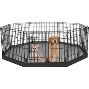 Dog Playpen Bottom Pad Fits for 24 Inch 8 Panels Regular Octagon Metal Exercise Pet Playpen, Dog Crate Pad Puppy Playpen Pad. (Note: Playpen Not Included) - PureBlack