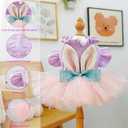 Dog Easter Bunny Ears Dress, Cute Bowknot Cat Tutu, Mesh Skirt for Princess Pet, Cosplay Clothing for Puppy, Kitten Cats, Small and Medium Dogs (X-Large)