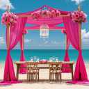 FOTSHARER Hot Pink Ceiling Drapes for Weddings Sheer Ceiling Curtains 4 Panels 5x20FT Chiffon Fabric Fuchsia Draping Fabric for Wedding Arch Tulle Backdorp for Drapes Curtains Satge Reception Decor