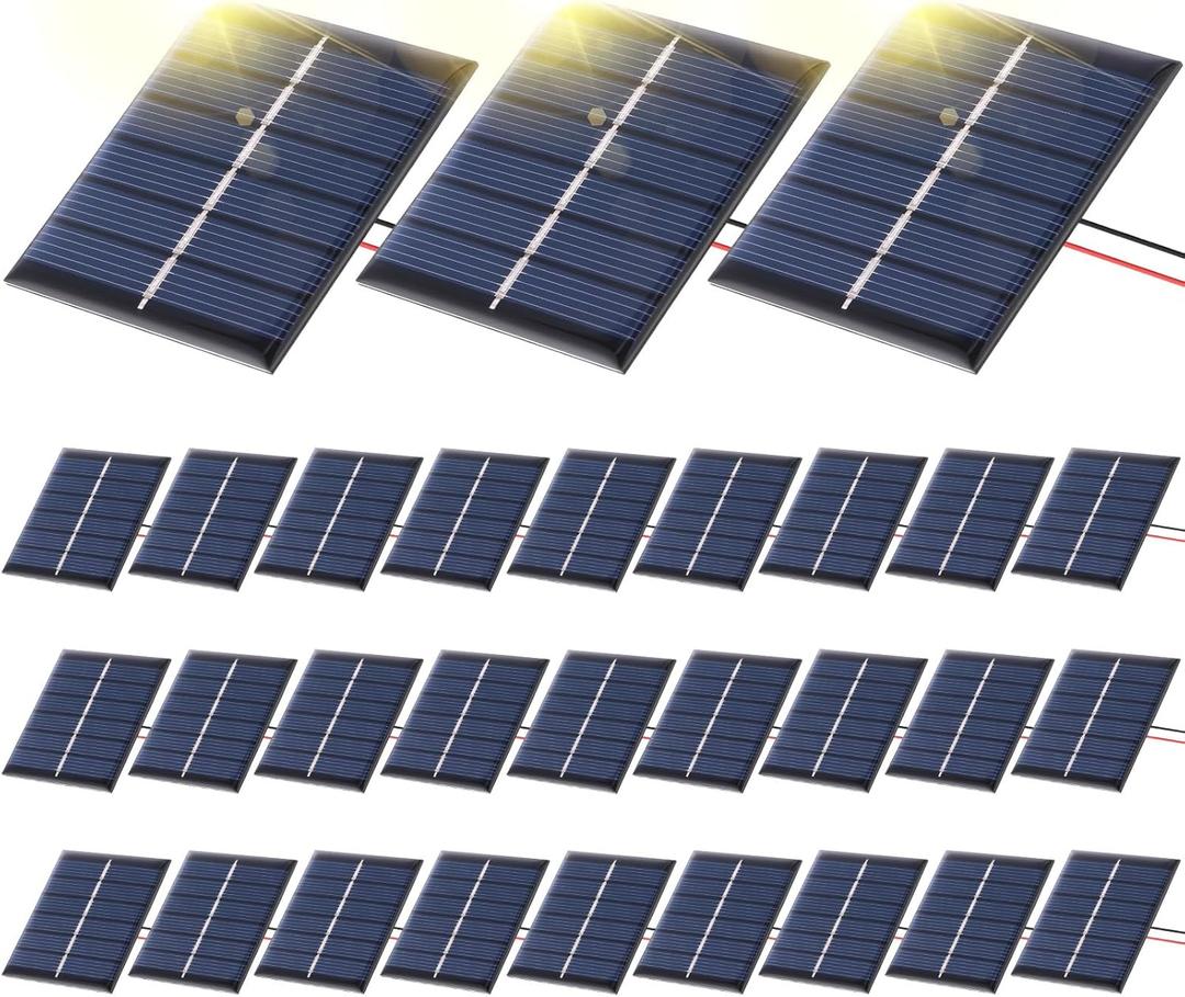30 Pcs Small Solar Panels 3v 120ma Mini Polycrystalline Solar Cells DIY System Kits Epoxy Panel Module Photovoltaic Cells Charger 60 x 55 mm for Light Phone Charger Flashlight