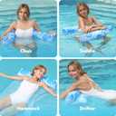 2 x Sloosh Hammock Pool Floats Adults, 4-in-1 Multi-Purpose Inflatable Pool Floaties Soft PVC Water Hammock Lounge (Blue)