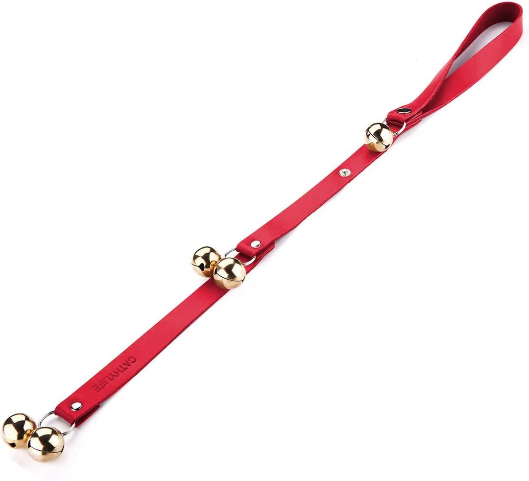 Leather Dog Doorbells for Door Knob, Adjustable Brass Potty Training Bells for Puppy to Go Outside, Easy Dog Door Bell for Potty Training