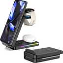 Wireless Charging Station for Google Pixel Watch 3/2 (Not for Watch 1), 3 in 1 Wireless Charger Stand for Google Pixel 9 Pro/9/8/7/6/5/4, Pixel Buds Pro, Black