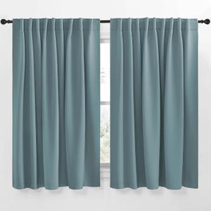 NICETOWN Blackout Curtain Panels Window Draperies - (Greyish Blue Color) 70x63 inch, 2 Pieces, Insulating Room Darkening Blackout Drapes for Bedroom