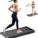 Walking Pad Under Desk Treadmill, Portable Compact Electric Walking Treadmill with Remote Control for Home Office, Quiet Fitness Machine (No Handle, Inky Black)
