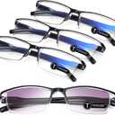 TERAISE Fashion Anti-blue light Reading Glasses Men Women Computer Reader (3 Black+1 Sun)