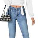 LYANER Women's Wrap V Neck Self Tie Knot Bishop Long Sleeve Ribbed Knit Crop Blouse T-Shirt Top (White, S)