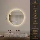 LAIYA 36 Inch Round LED Bathroom Mirror with Lights, Gold Aluminum Frame, Anti-Fog Dimmable Backlit Vanity Mirror, 3 Color Temperature, Memory Function, Wall Mounted Lighted Bathroom Mirror