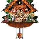 Kintrot Cuckoo Clock Traditional Chalet Black Forest House Clock Handcrafted Wooden Wall Pendulum Quartz Clock