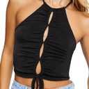 Forever 21 Women's Ruched Cutout Cropped Cami (Black)