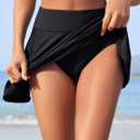 Aqua Eve Women Swim Skirt Tummy Control Swimsuit Skirt High Waisted Bathing Suit Bottom (Black, L)